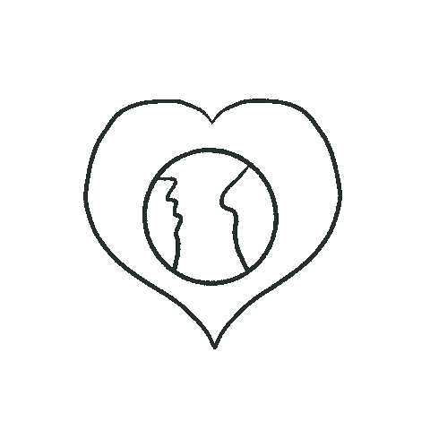 Animierte Illustration eines Herzens mit einer rotierenden Erde darin