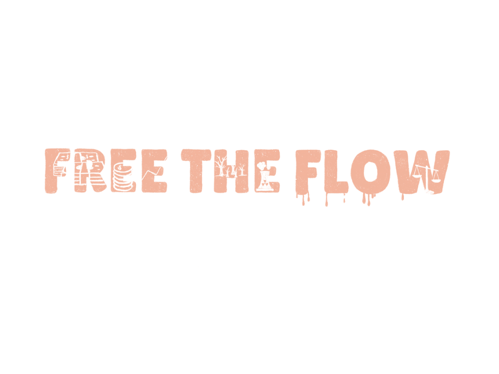 Lettering illustration for the #freetheflow campaign — orange variant
