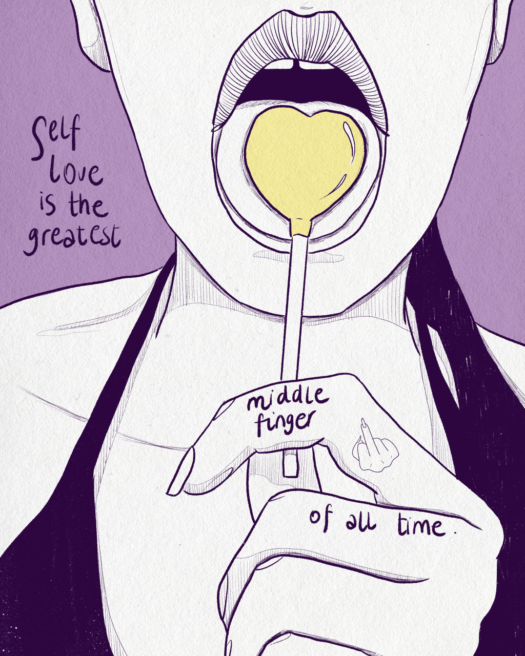 Illustration „Eigenliebe ist der größte Mittelfinger von allen